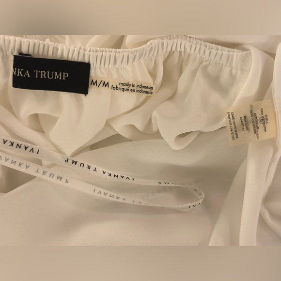 Ivanka Trump Cream Ruffled Off-Shoulder Blouse - Picture 8 of 9